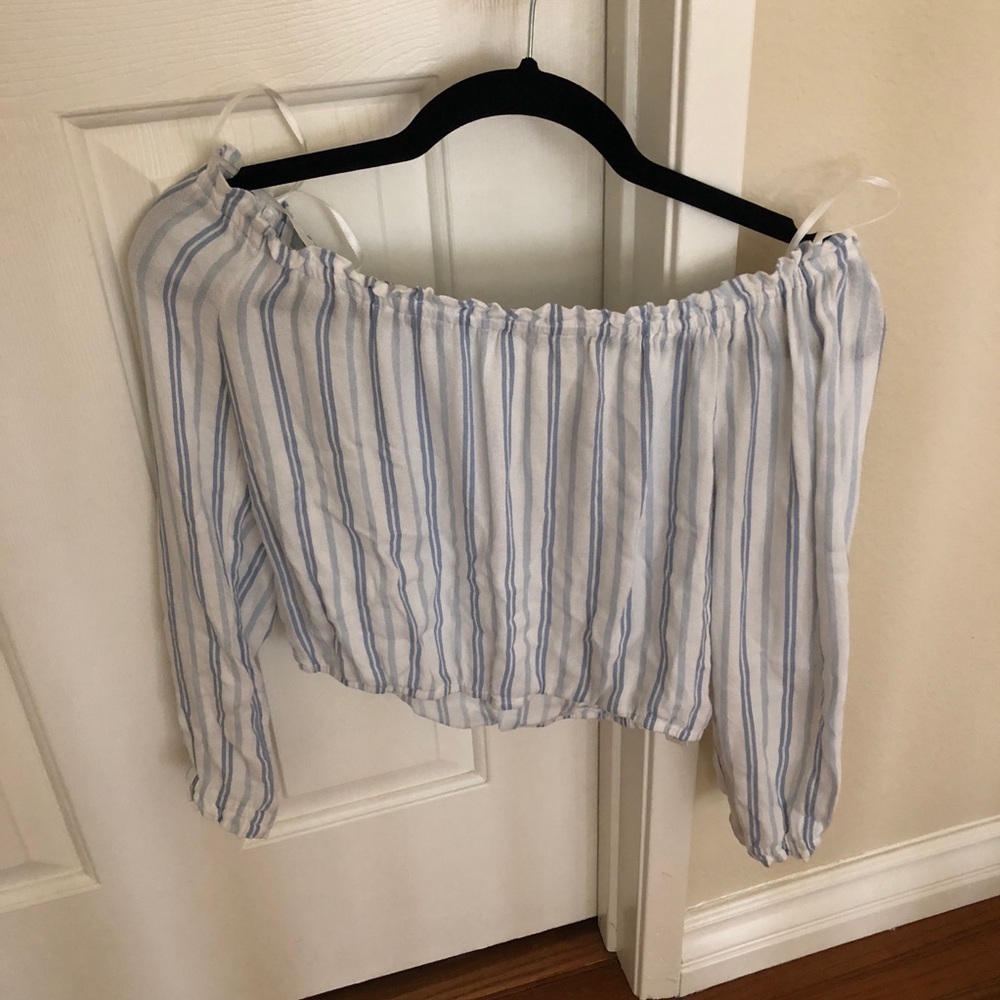 Off the Shoulder Striped Shirt
